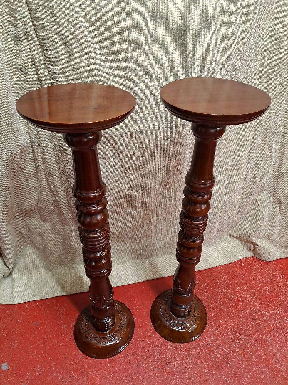 Thumbnail: Pair of Mahogany Carved Plant Stands