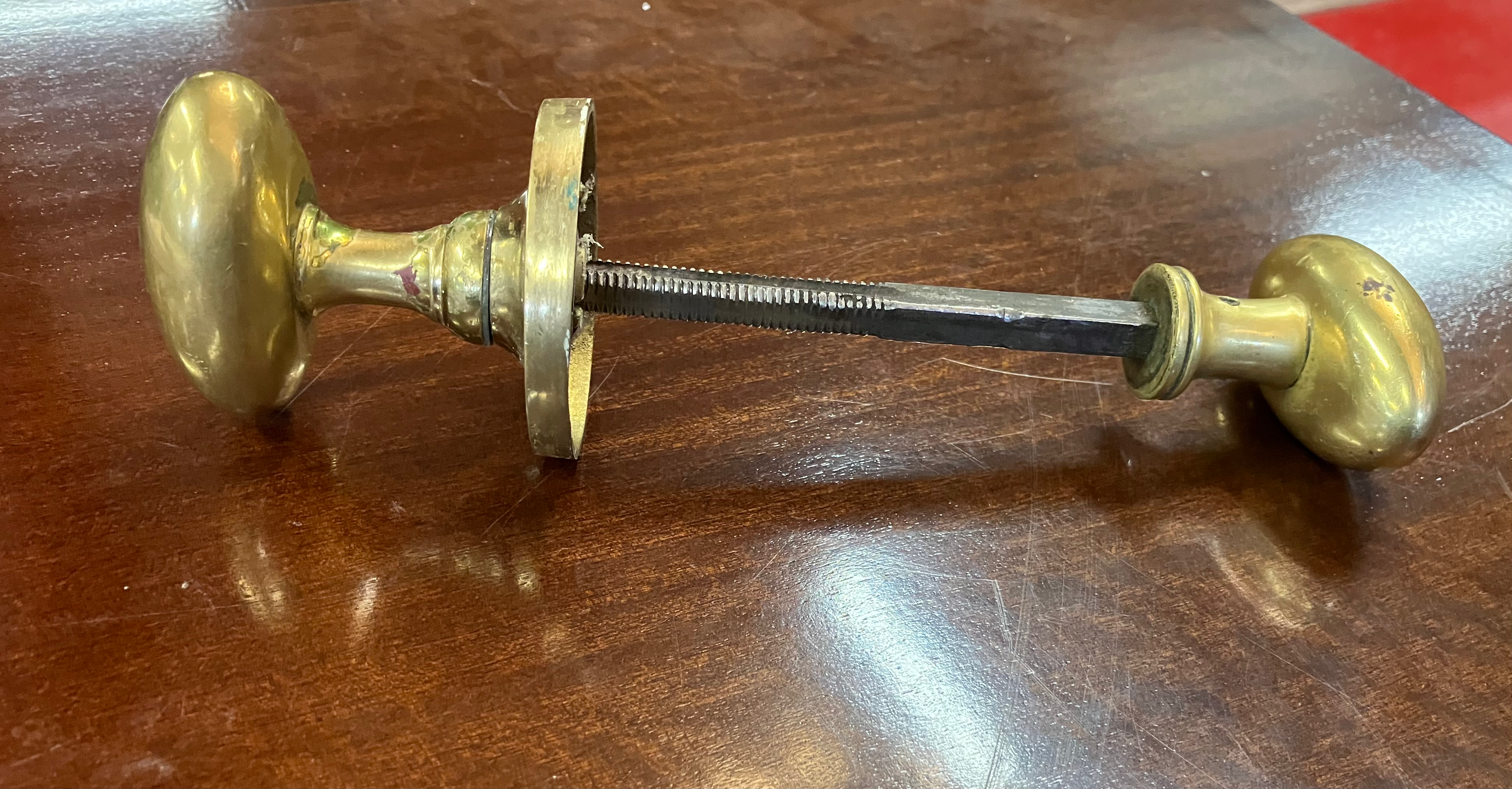 Solid Brass Victorian Door Knobs With Fitting (Sold As Seen)