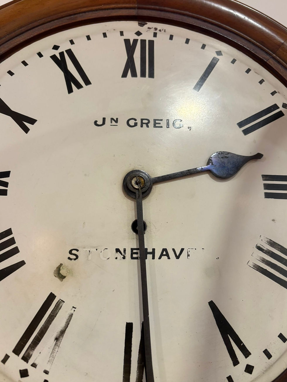 Thumbnail: Antique Early 1900s Fusee Movement Wall Clock made by J. Grieg of Stonehaven