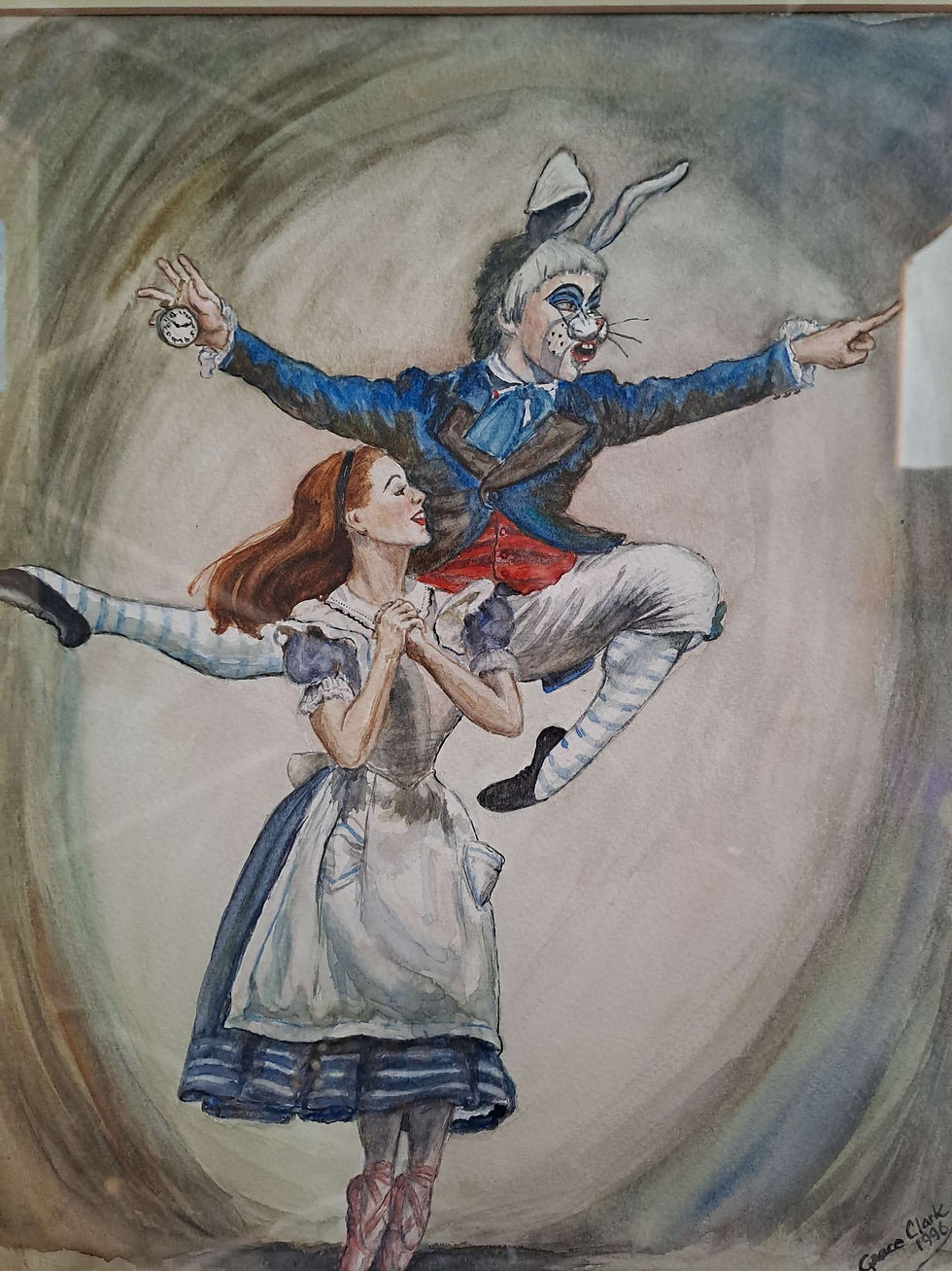 Thumbnail: Framed & Signed Original Watercolour "No Time To Dance" by Grace Clark