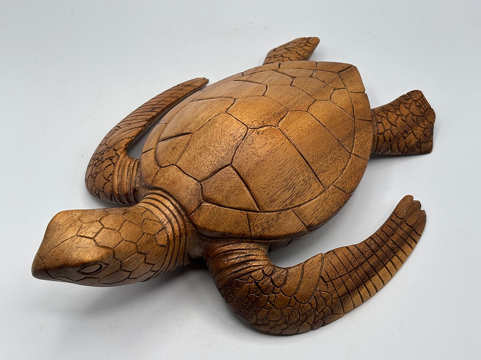 Thumbnail: Handcrafted Wooden Hand Carved Turtle Figurine Sculpture 