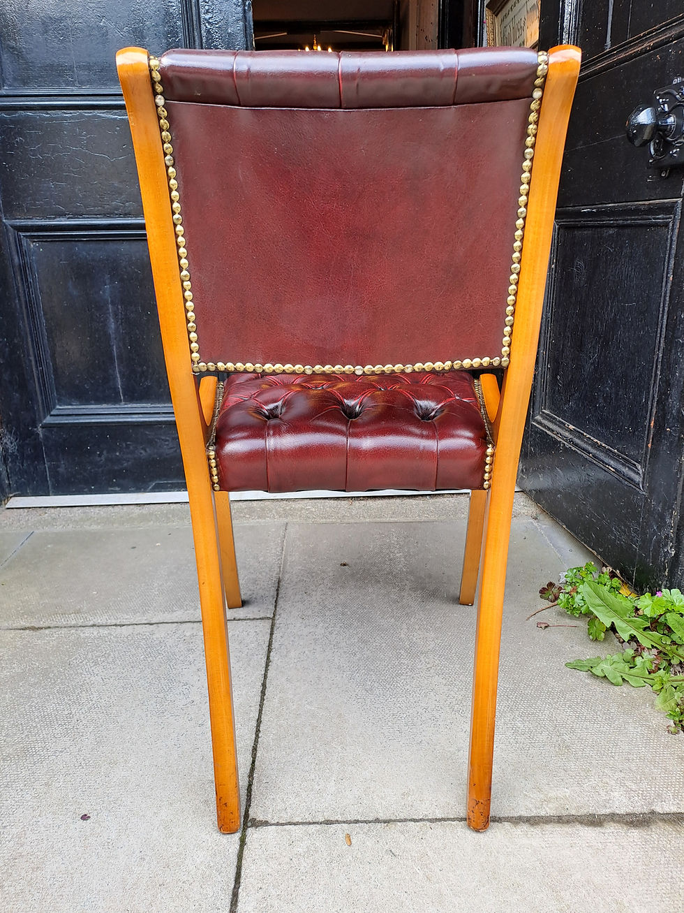 Thumbnail: Vintage Yew Leather Button Backed Chair