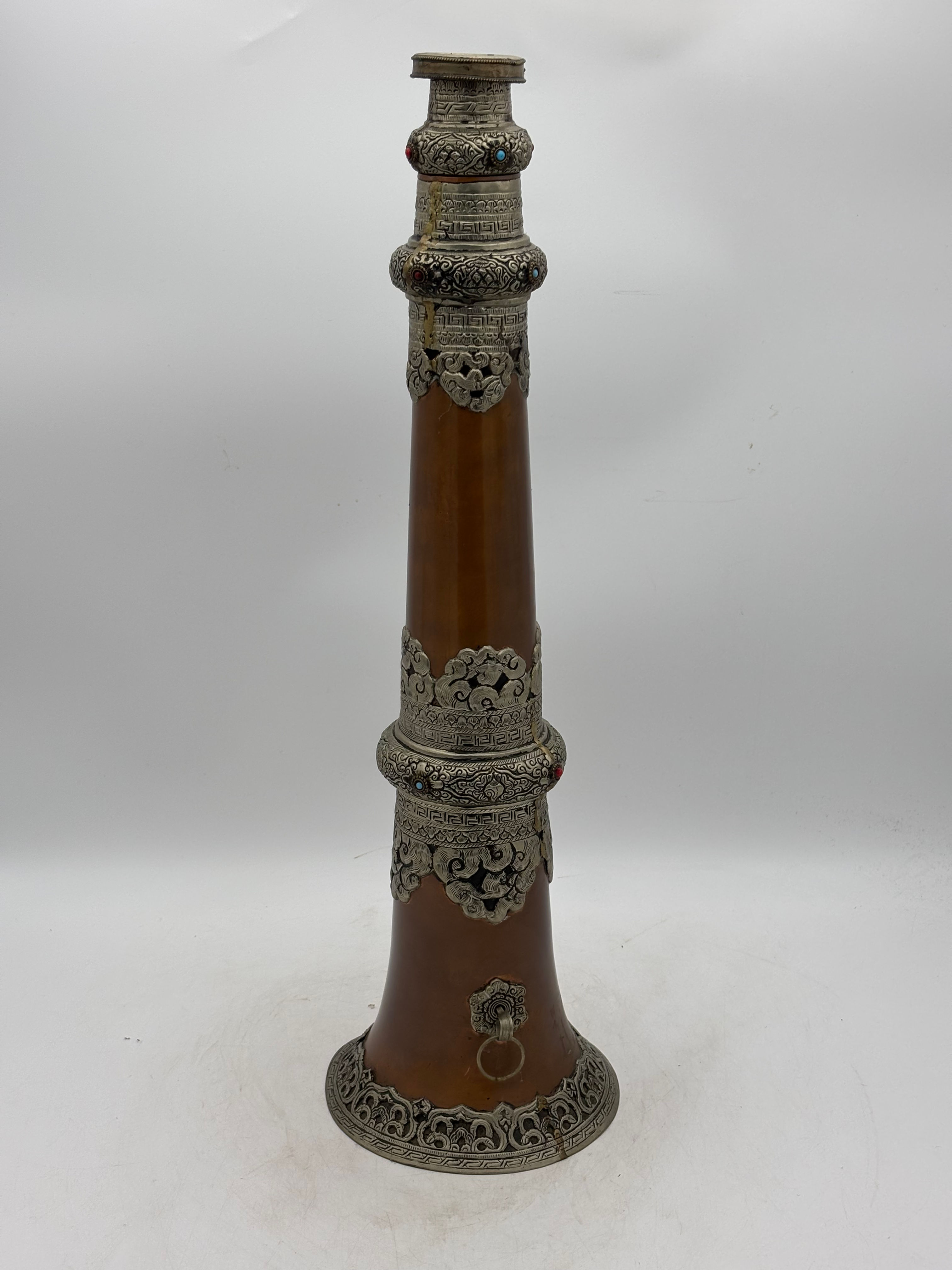 Traditional Tibetan ceremonial long horn, known as a dungchen or rag dung