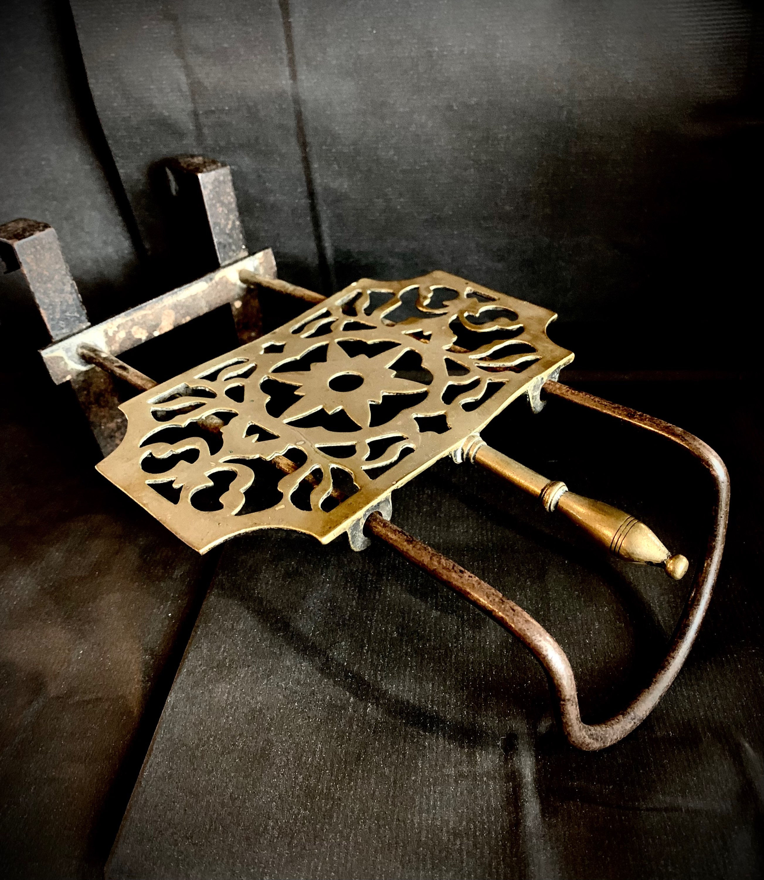 Antique 19th Century Adjustable Trivet, Original English Fireside Accessory