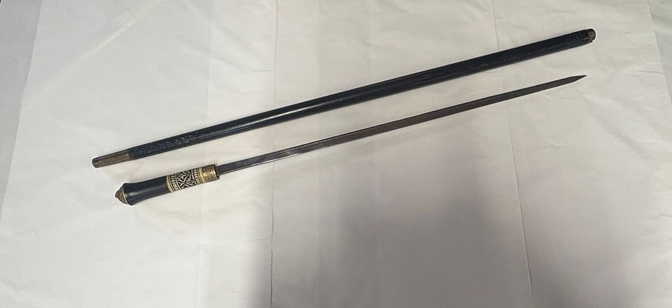 Thumbnail: Antique Anglo Indian Ebonised Cane Sword with Ivorine Details Military Militaria