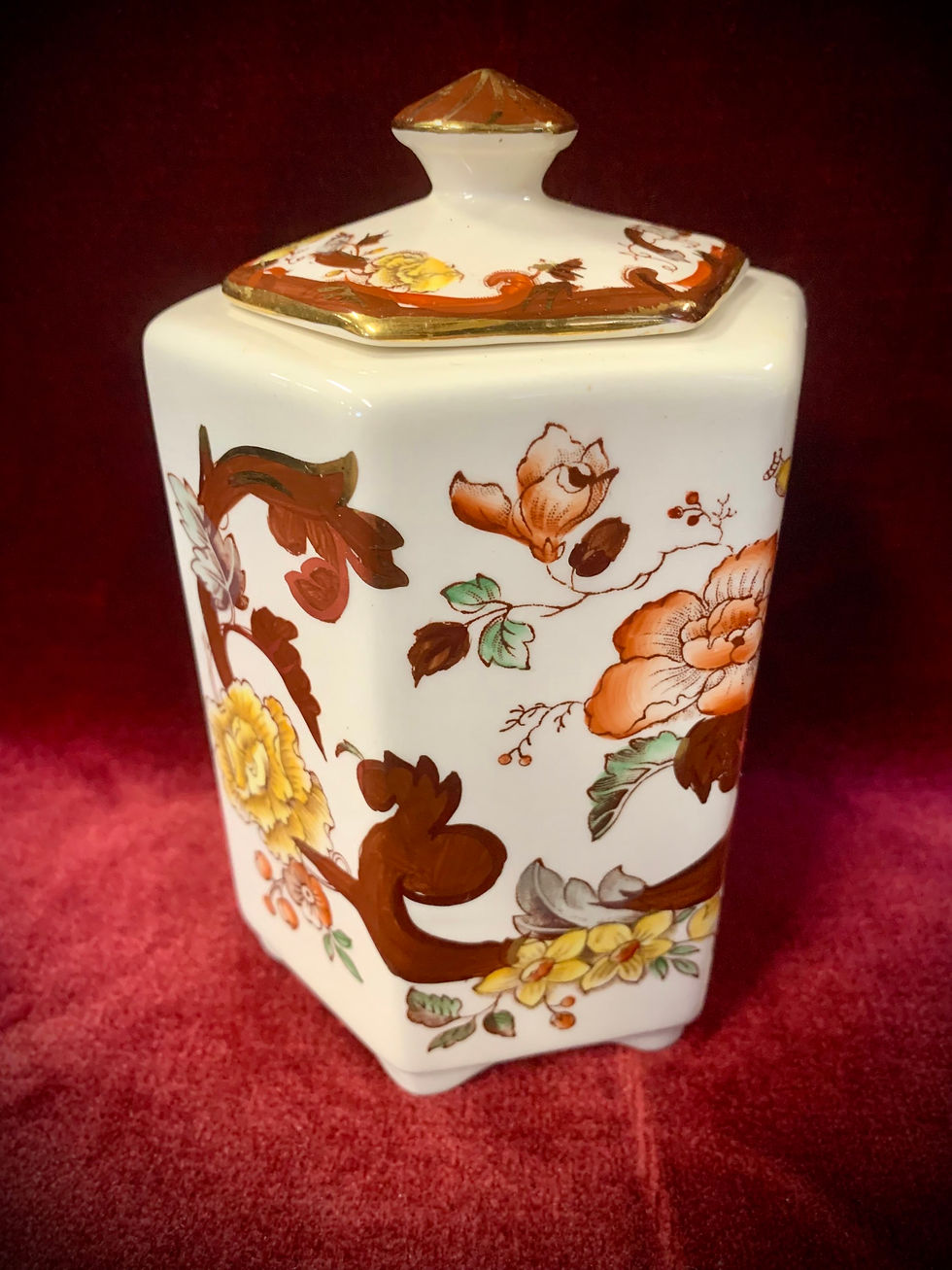 Thumbnail: Masons Brown Velvet Lidded Tea Caddy Jar