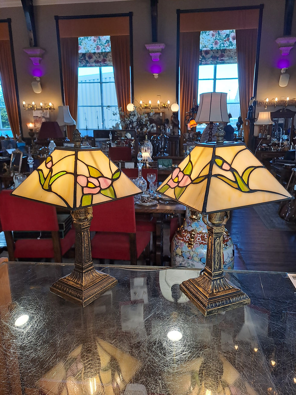 Thumbnail: Pair of Tiffany Style Table Lamps