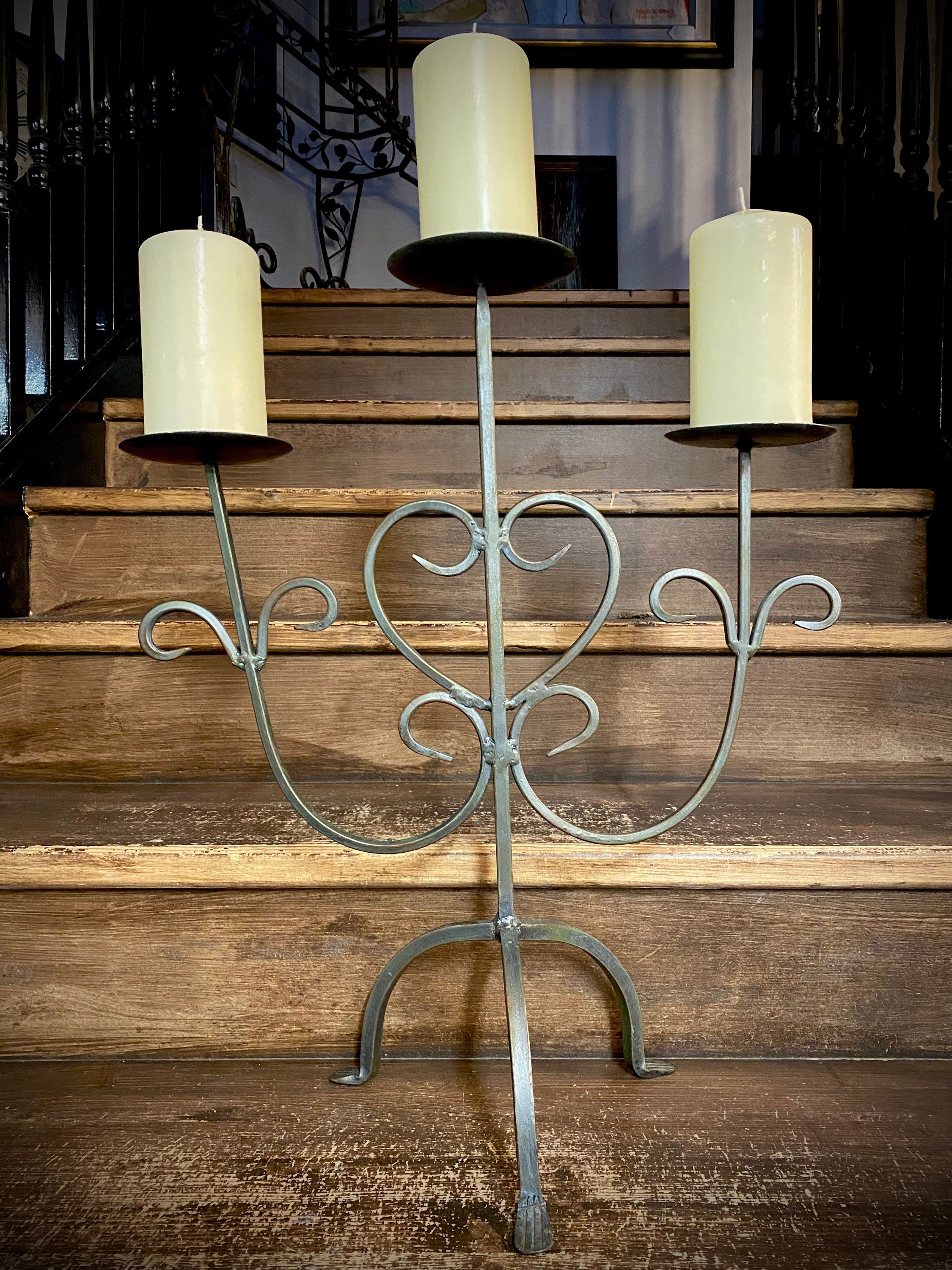 Wrought Iron 3 -Arm Candle Holder
