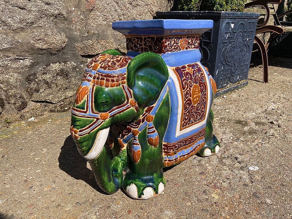 Thumbnail: Vintage Chinese Ceramic Glazed Elephant Plant Stand/Stool 