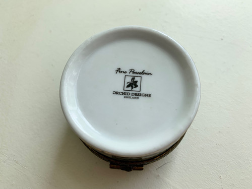 Vintage Fine Porcelain Pill/Trinket Box By Orchid Designs
