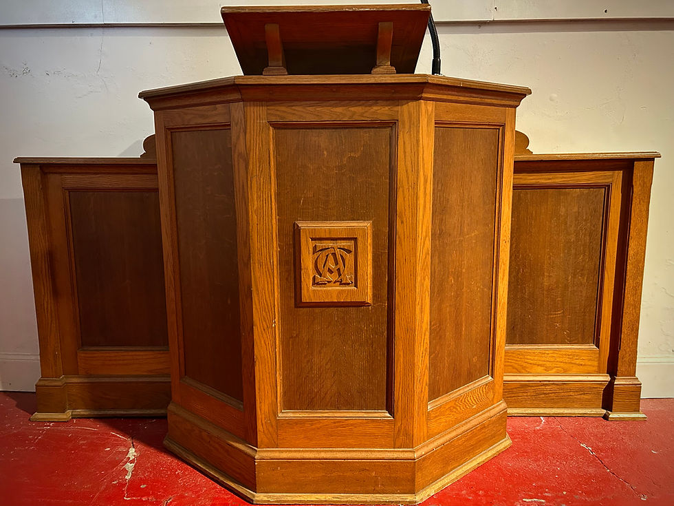 Thumbnail: Vintage Pulpit Oak Mid Century Side Panels Church Salvage Religious 