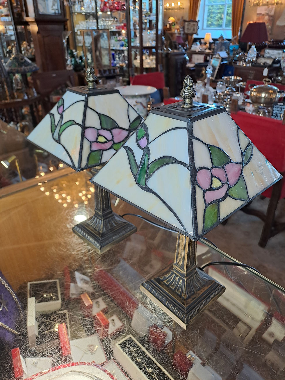 Thumbnail: Pair of Tiffany Style Table Lamps