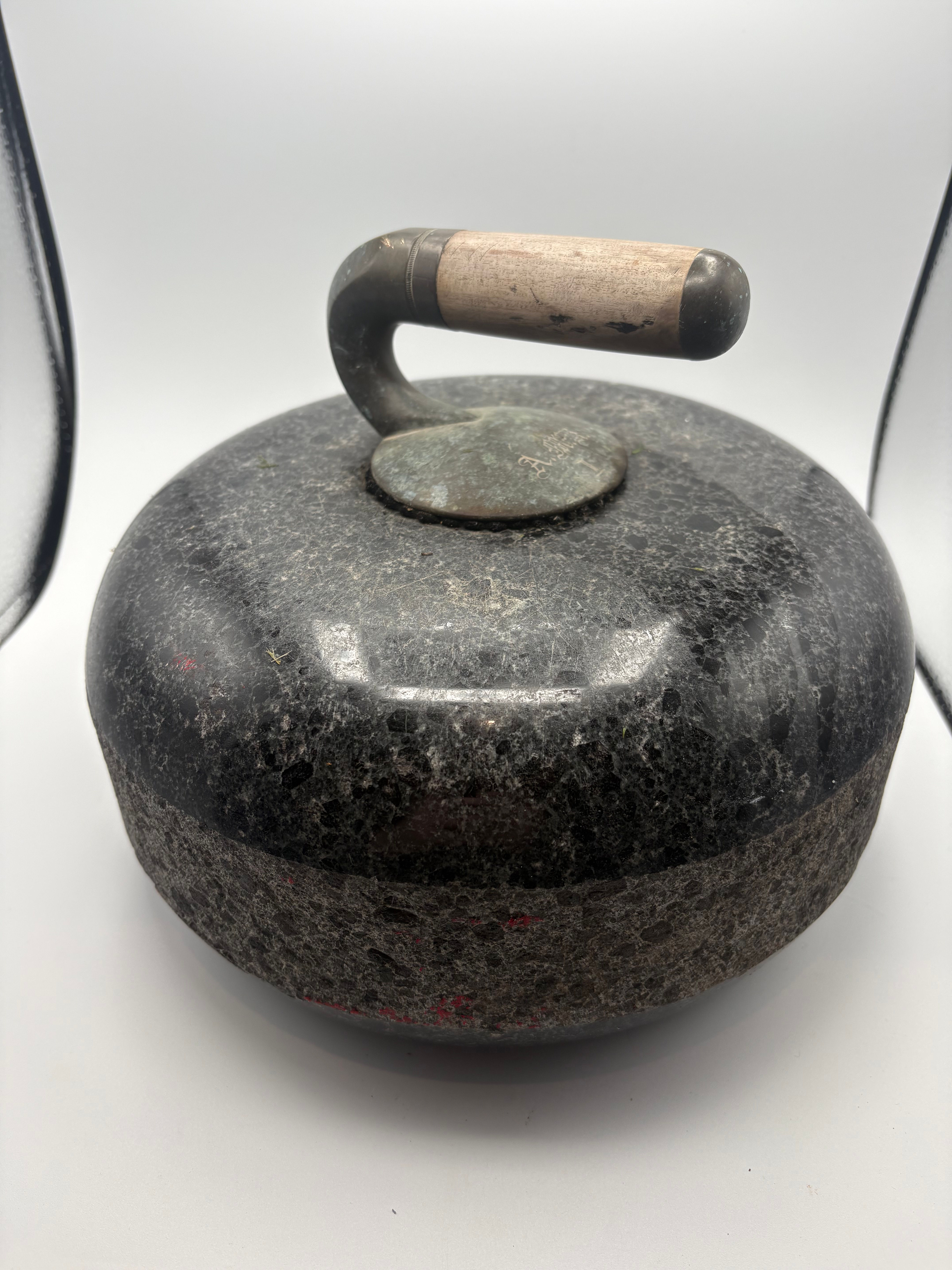 Solid Granite Curling Stone with Handle & Engraved AMK 1 Ailsa Craig Stone Marbl
