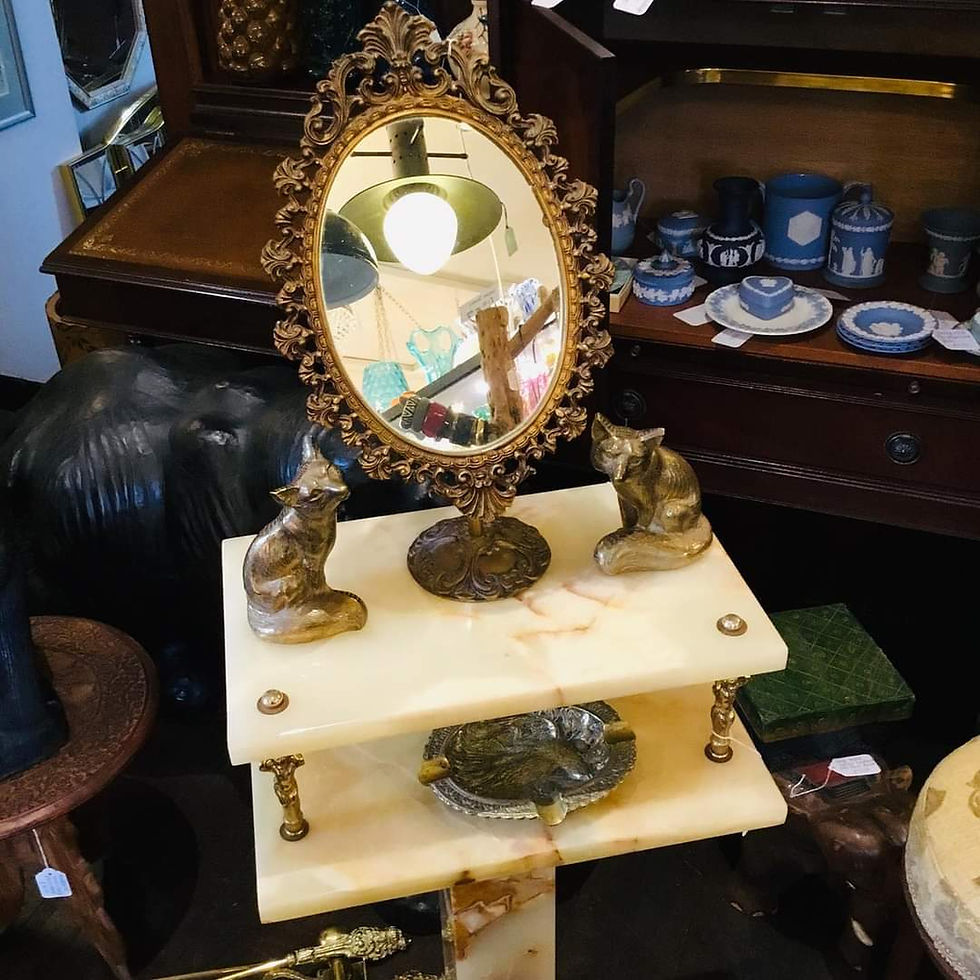Thumbnail: ON SALE Vintage Onyx Telephone Table/Plant Stand