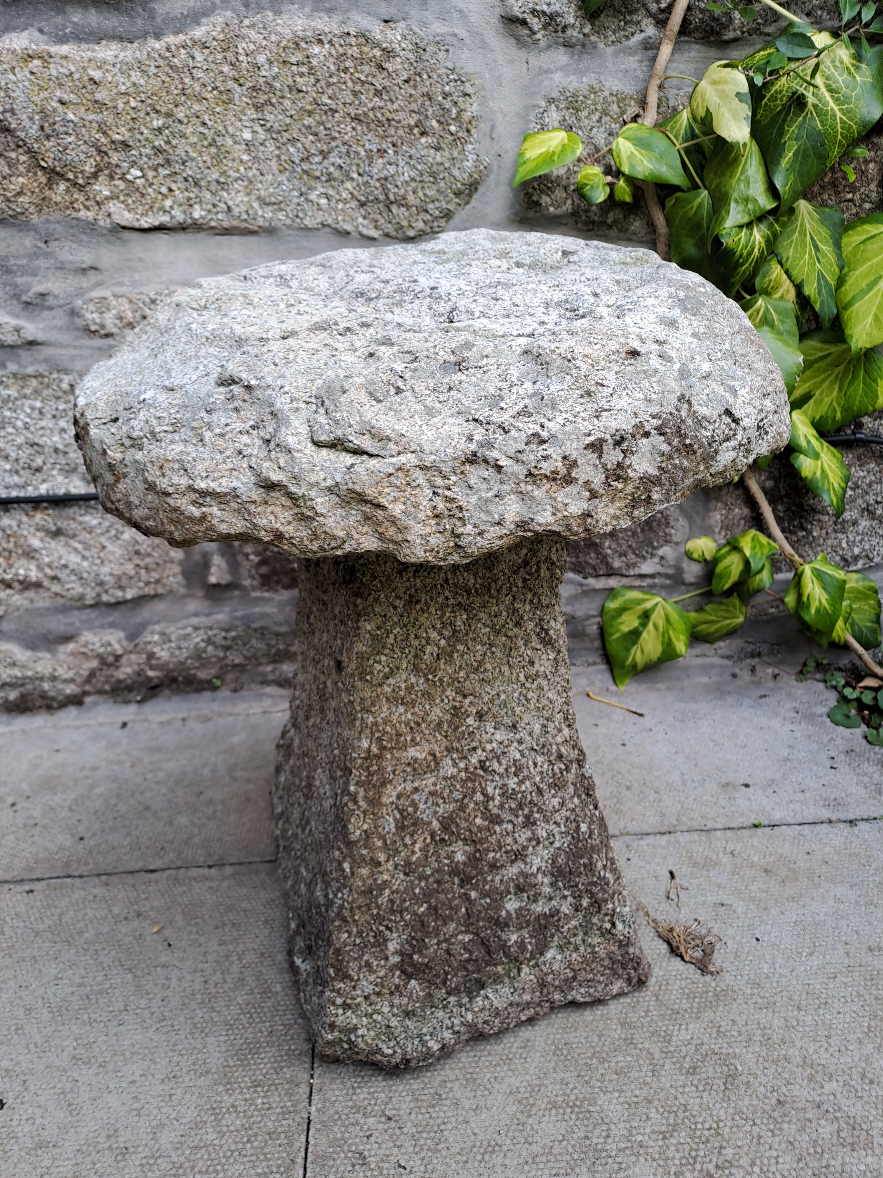 Antique Granite Staddle Stone Garden Mushroom