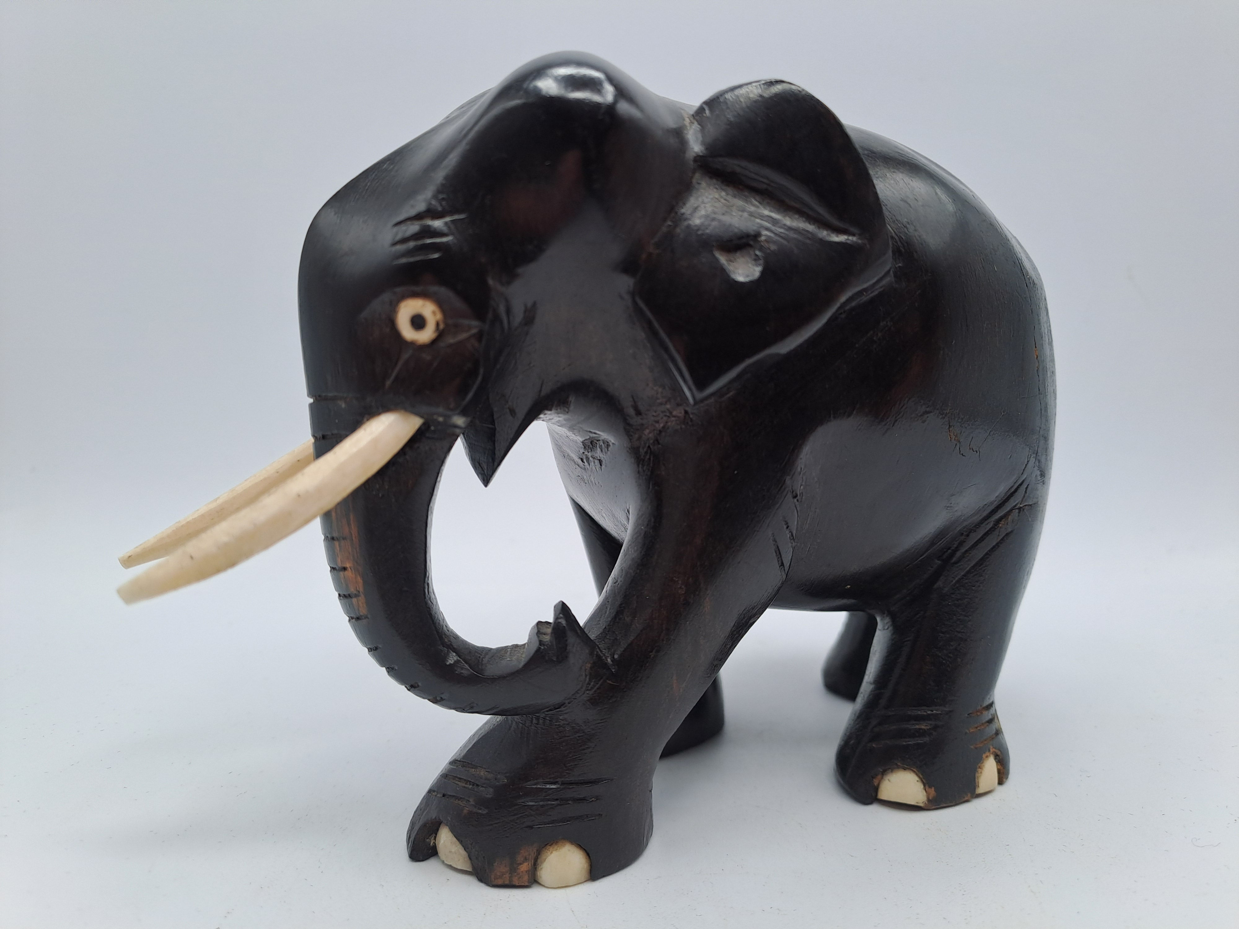 Vintage Wooden Ebony Elephant Figure