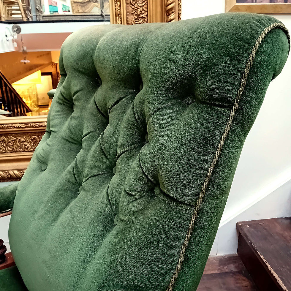 Thumbnail: Victorian Mahognay Carved Library Chair Circa 1880