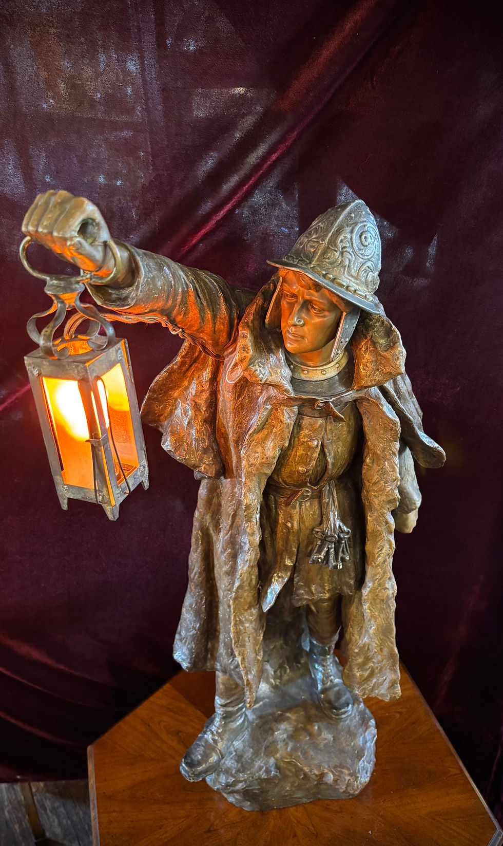 Thumbnail: Goldscheider Large Painted Earthenware Night Watchman. Very early large figural 