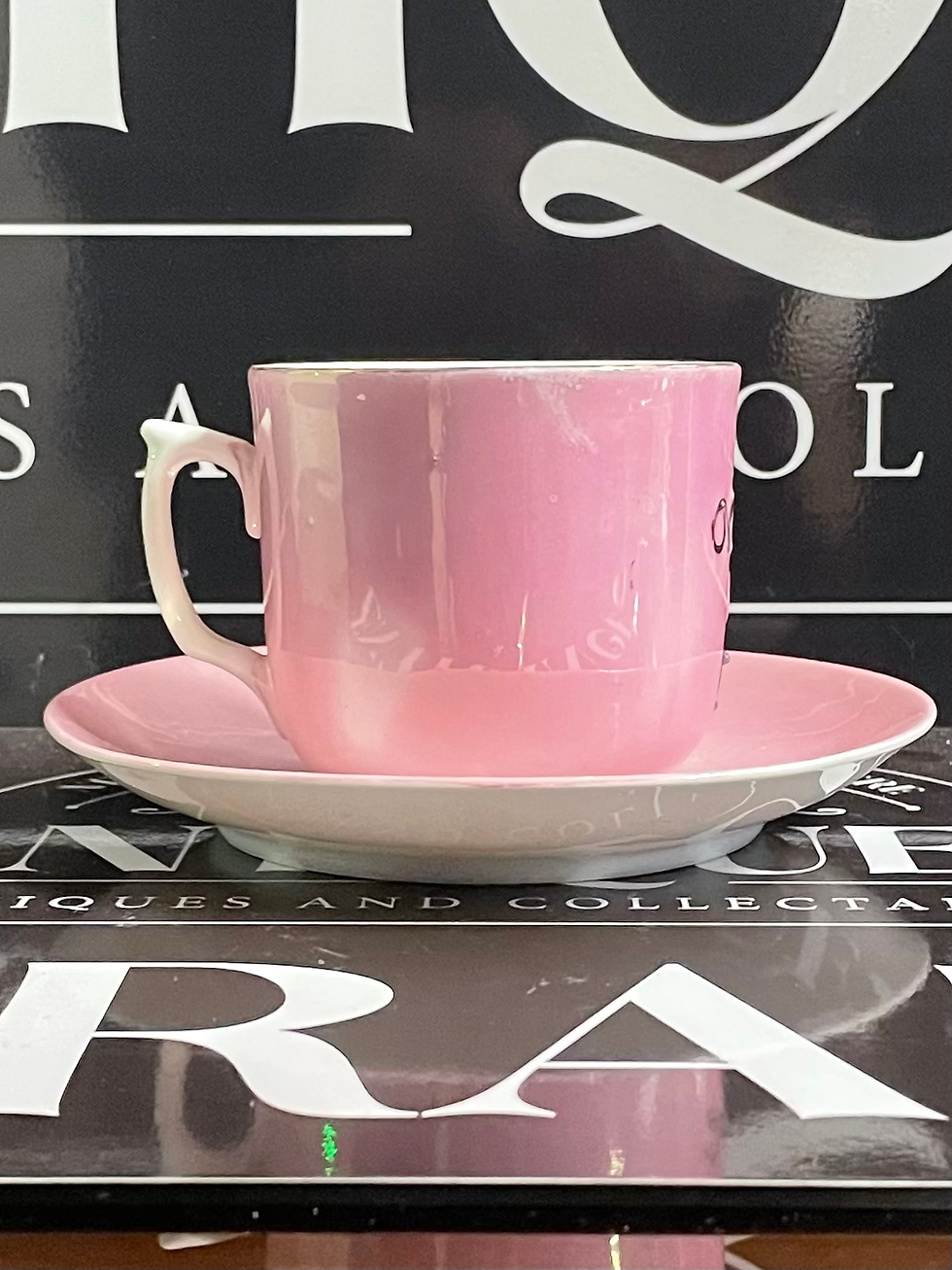 Thumbnail: Vintage Souvenir Large Cup And Saucer With Moustache Guard