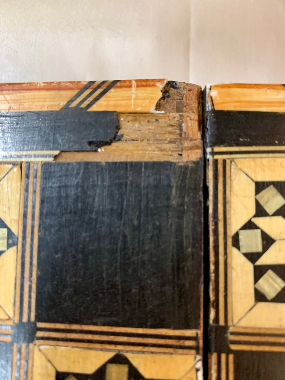 Thumbnail: Middle Eastern Mosaic Wooden Inlaid Marquetry Box with Hand Carved Wooden and Bo