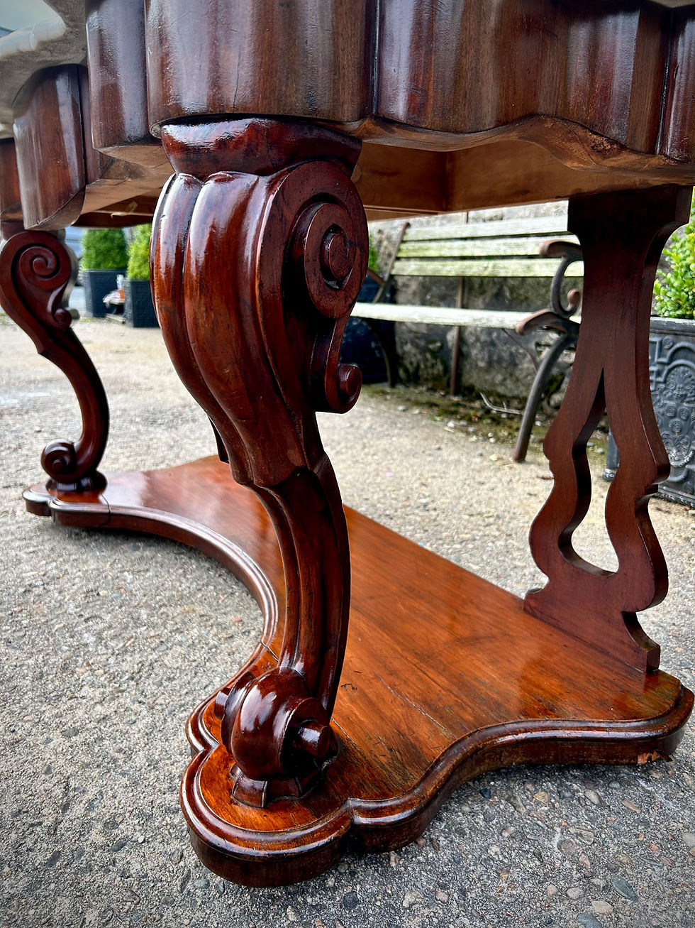 Thumbnail: Victorian Mahogany Marble Serpentine Topped Wash Stand 