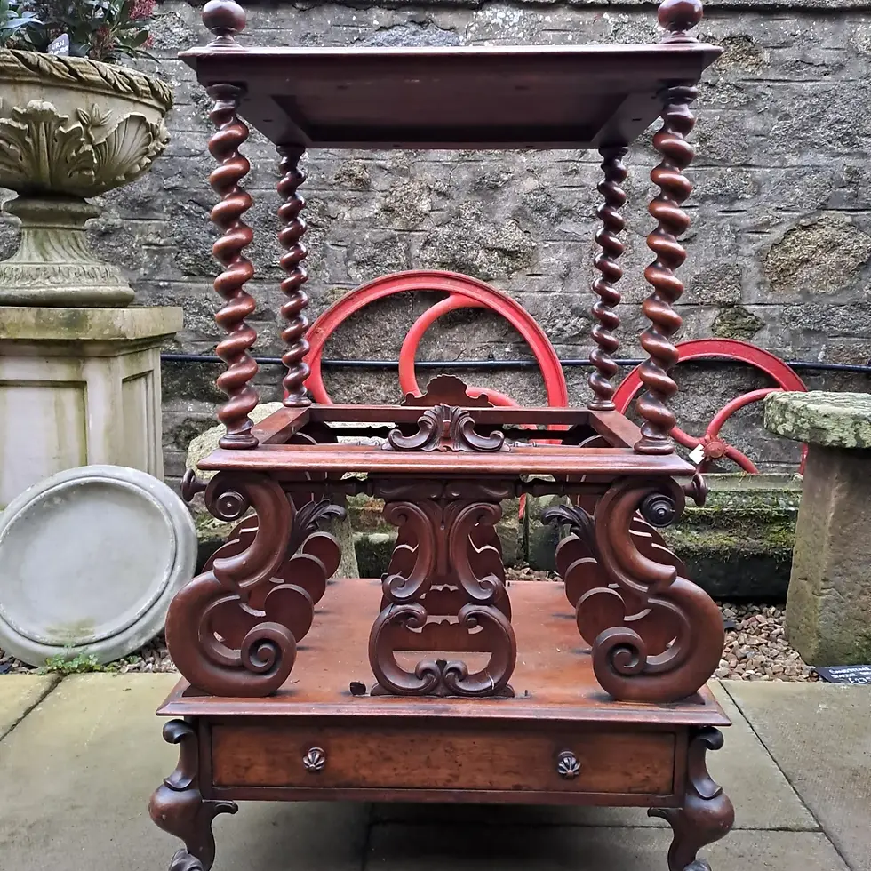Thumbnail: Ornately Carved Mahogany Canterbury Table