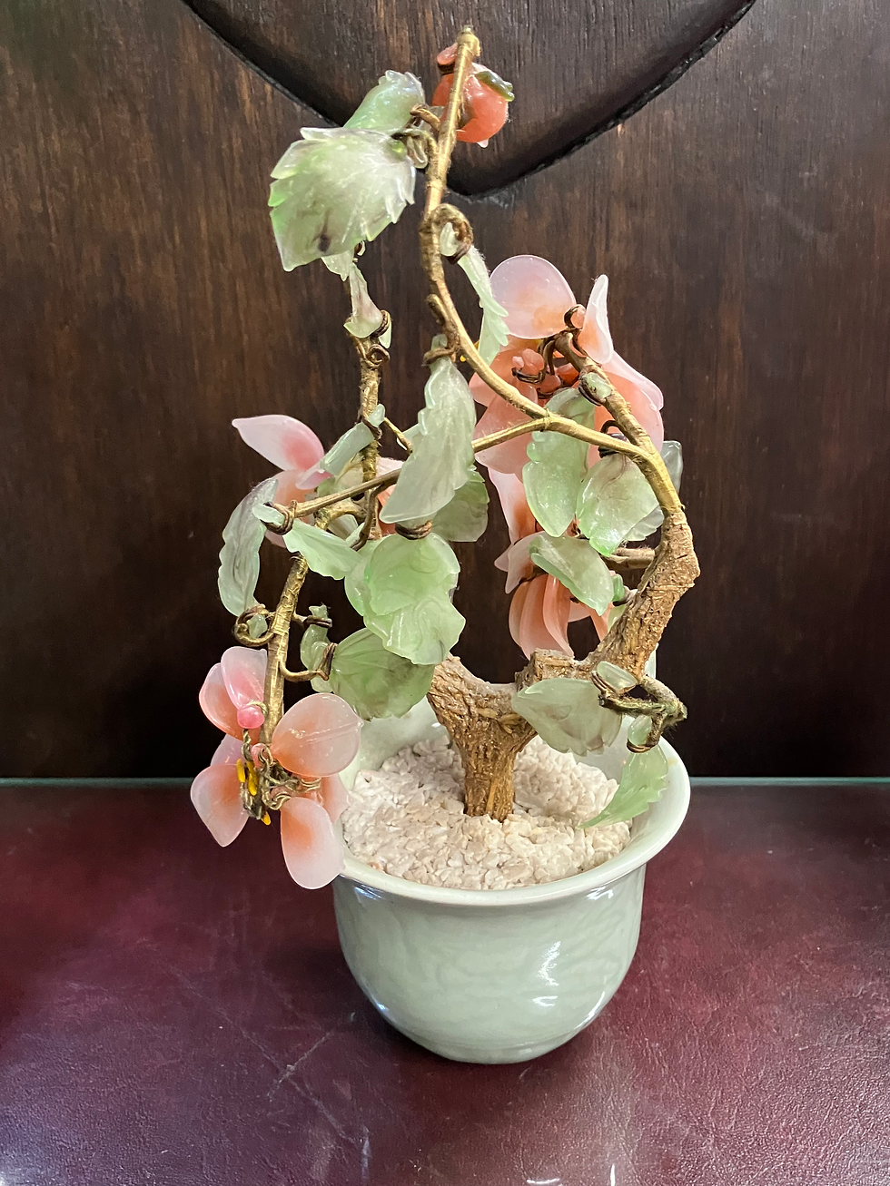 Thumbnail: Small Glass Bonsai Tree in Celadon Pot