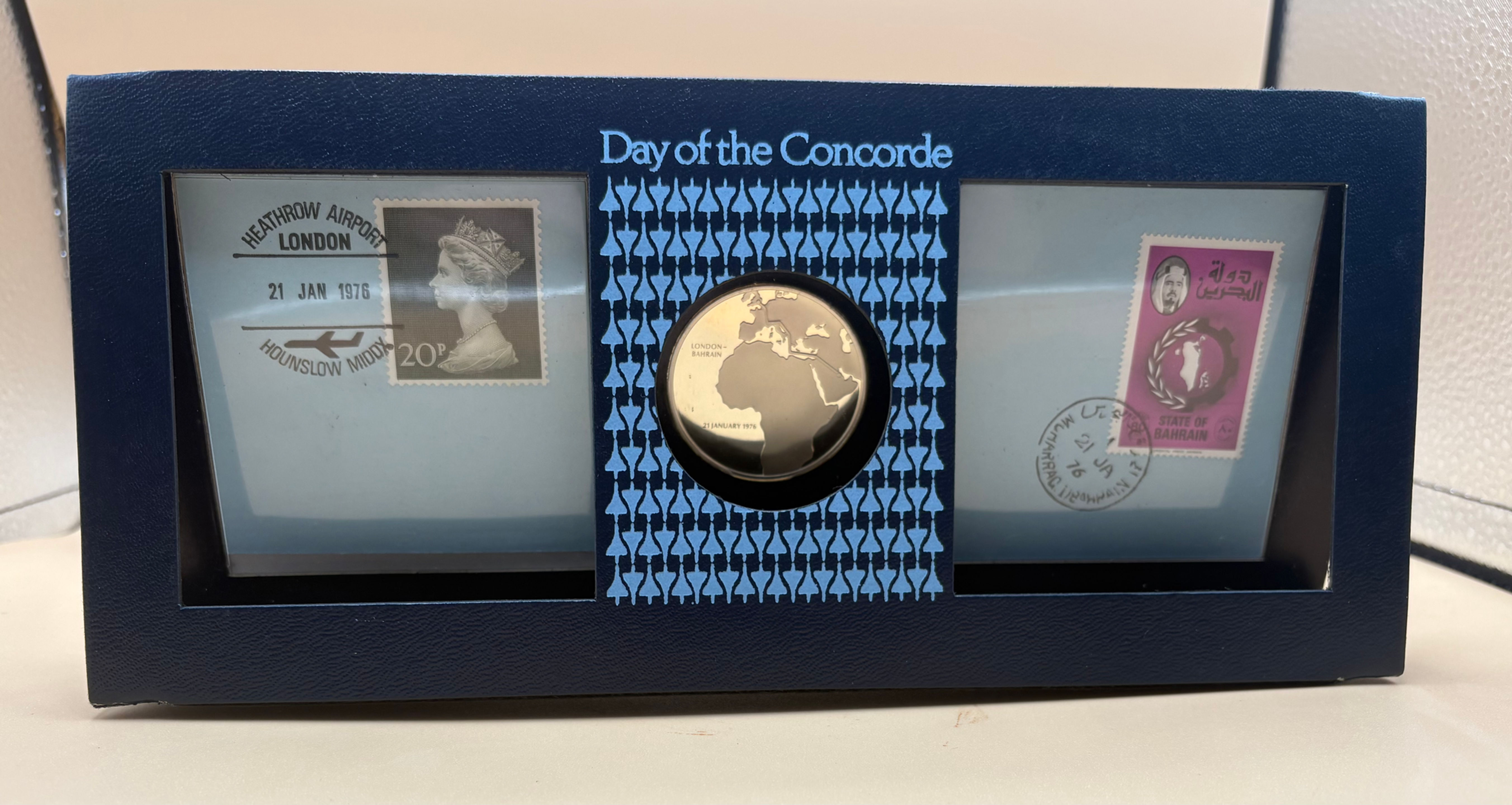 Coin and Stamp Set Commemorating the First Flight of The Concorde