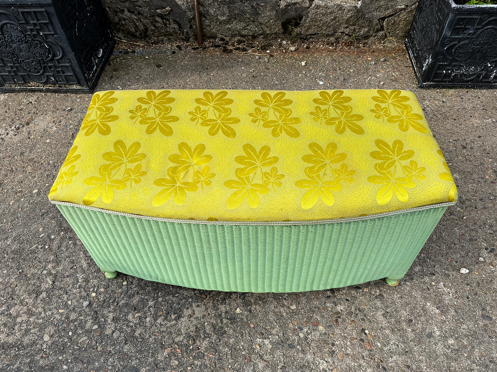 Thumbnail: Vintage Mid Century Lloyd Loom Chair and Ottoman Set 
