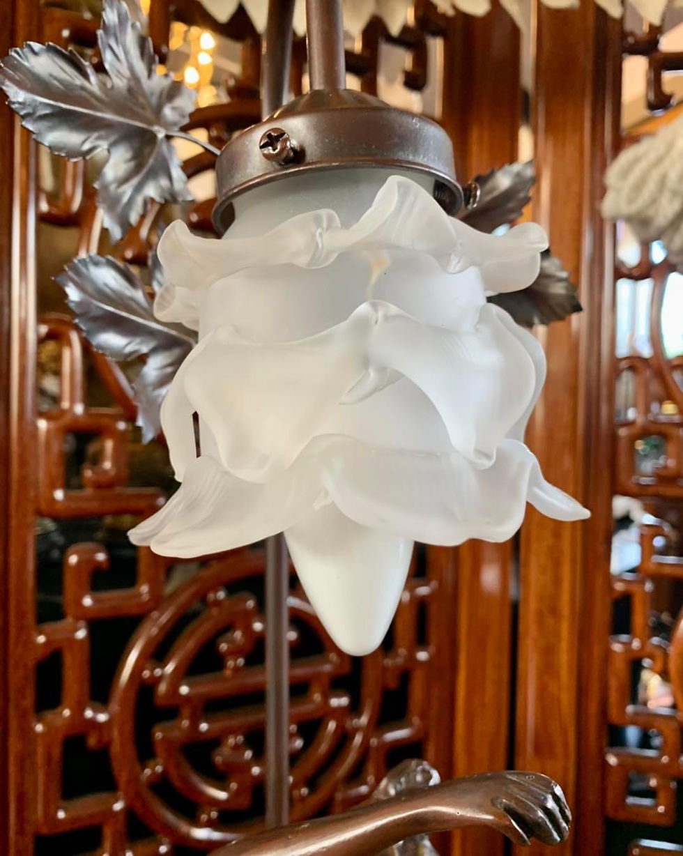 Thumbnail: Large Art Nouveau Style Table Lamp with Mirror