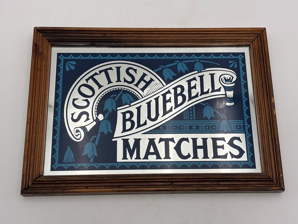 Thumbnail: Small Vintage Scottish Bluebell Matches Advertisement Mirror 
