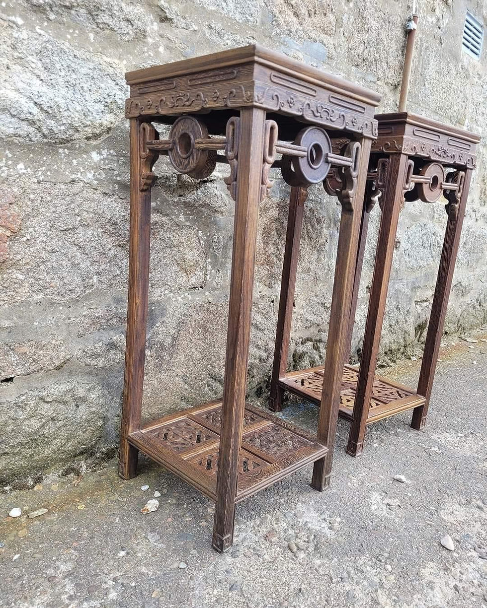 Thumbnail: Pair of stands/plant stands in natural walnut. In Lovely Condition.