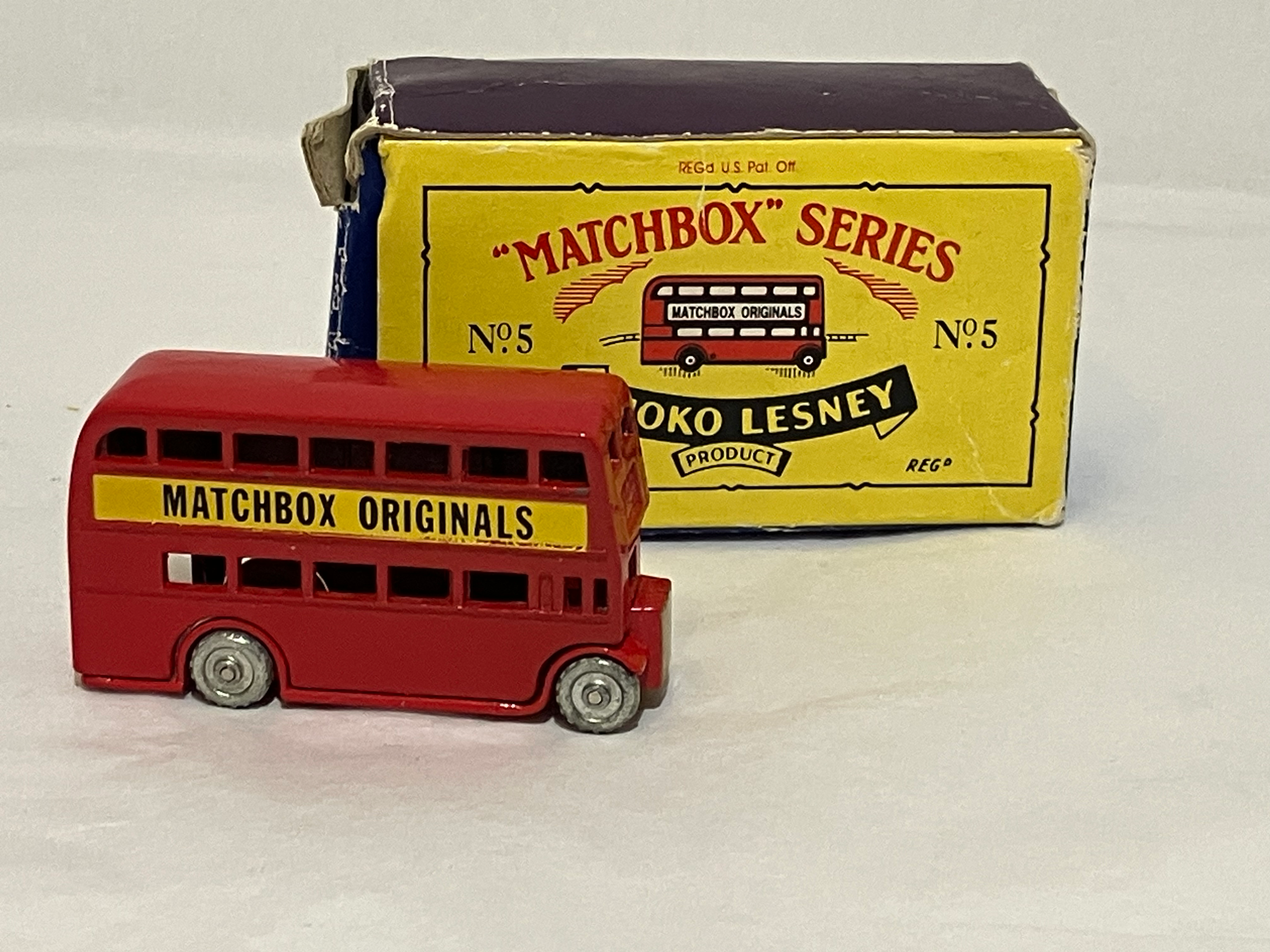 Rare Vintage Diecast Matchbox Red Double Decker Bus with Original Box Model
