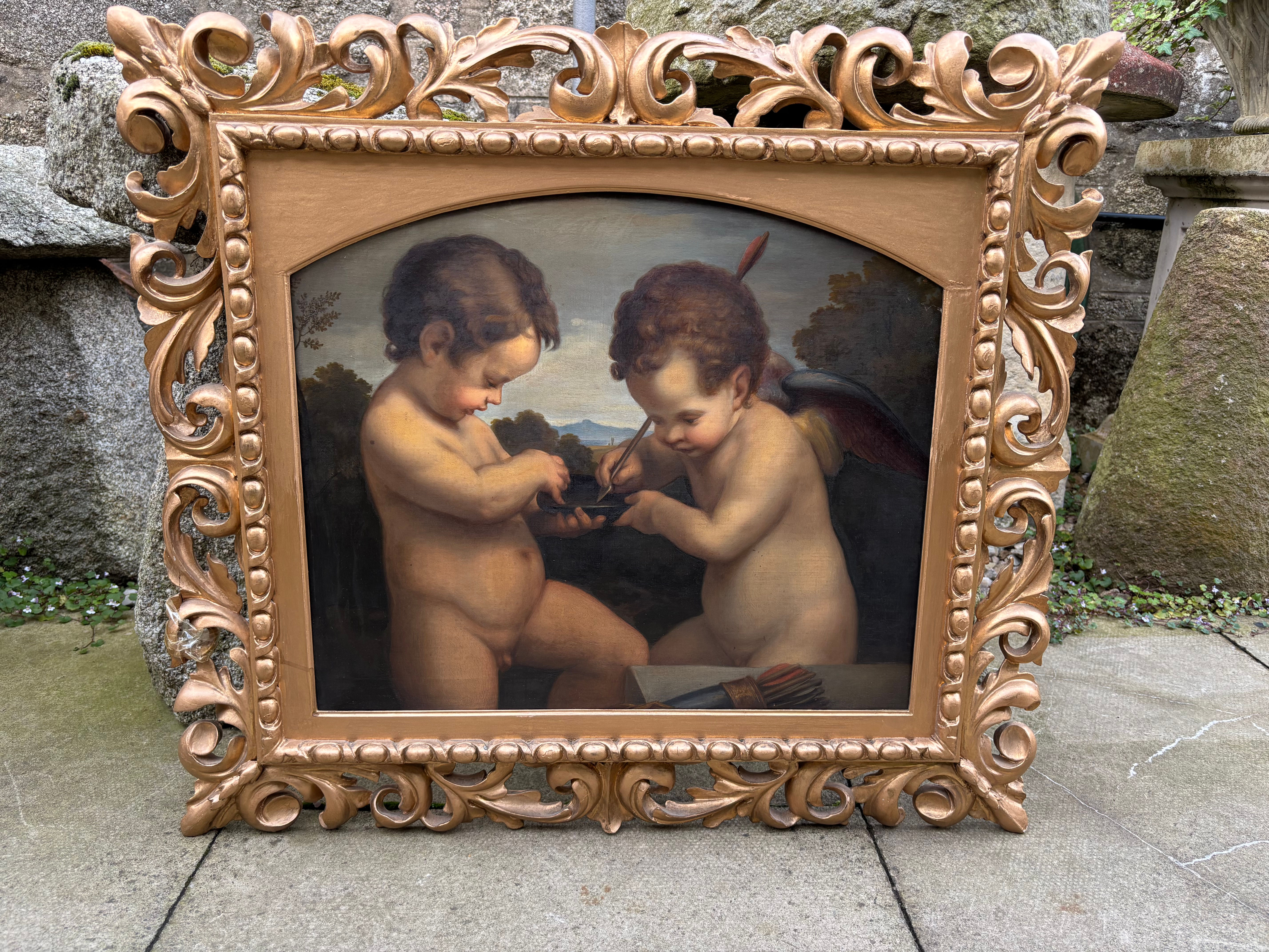 Antique Original Oil on Canvas Painting Attributed to the Correggio's famous ma