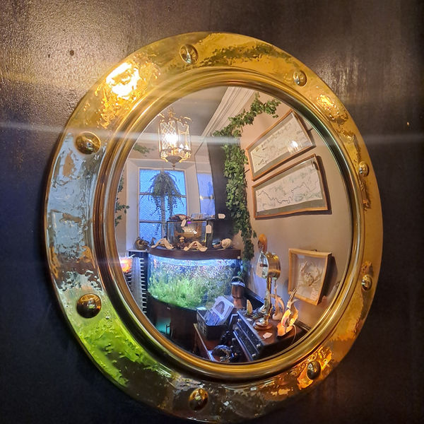 Vintage Brass Porthole Style Convex Mirror