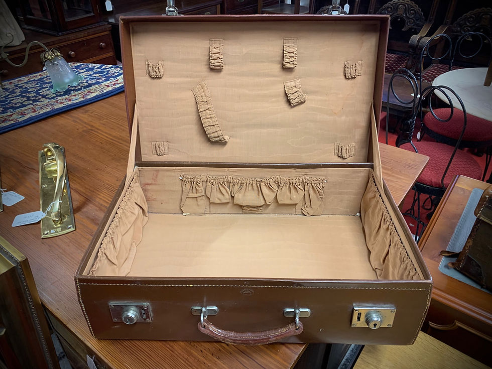 Thumbnail: ON SALE : Antique Quality Leather weekend motoring travel suitcase