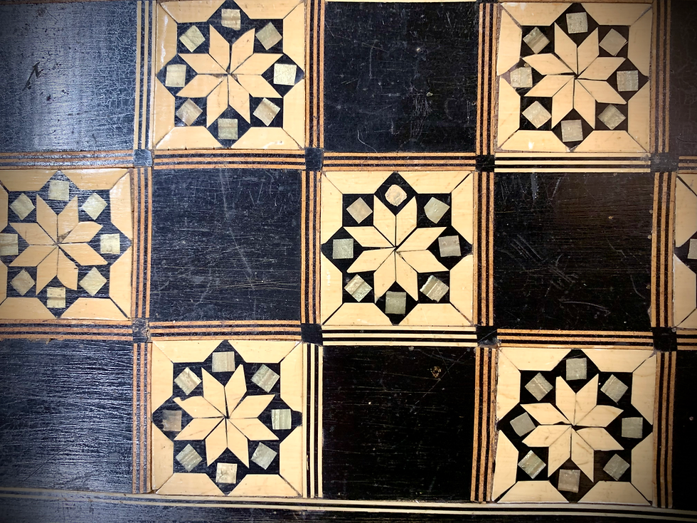 Thumbnail: Middle Eastern Mosaic Wooden Inlaid Marquetry Box with Hand Carved Wooden and Bo