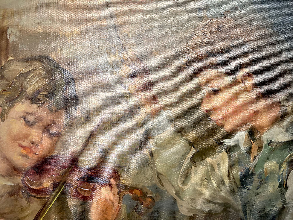 Thumbnail: Large Oil on Canvas by Nino Salvatore Esposito (or La Lezione) ‘The Lesson’  
