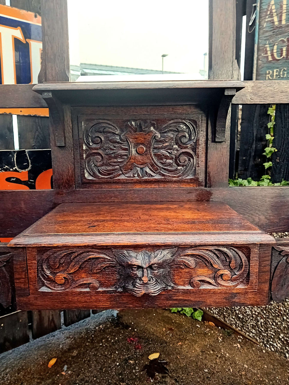 Thumbnail: ON SALE Large 19th Century Green Man Hall Stand in an Arts & Crafts Style.