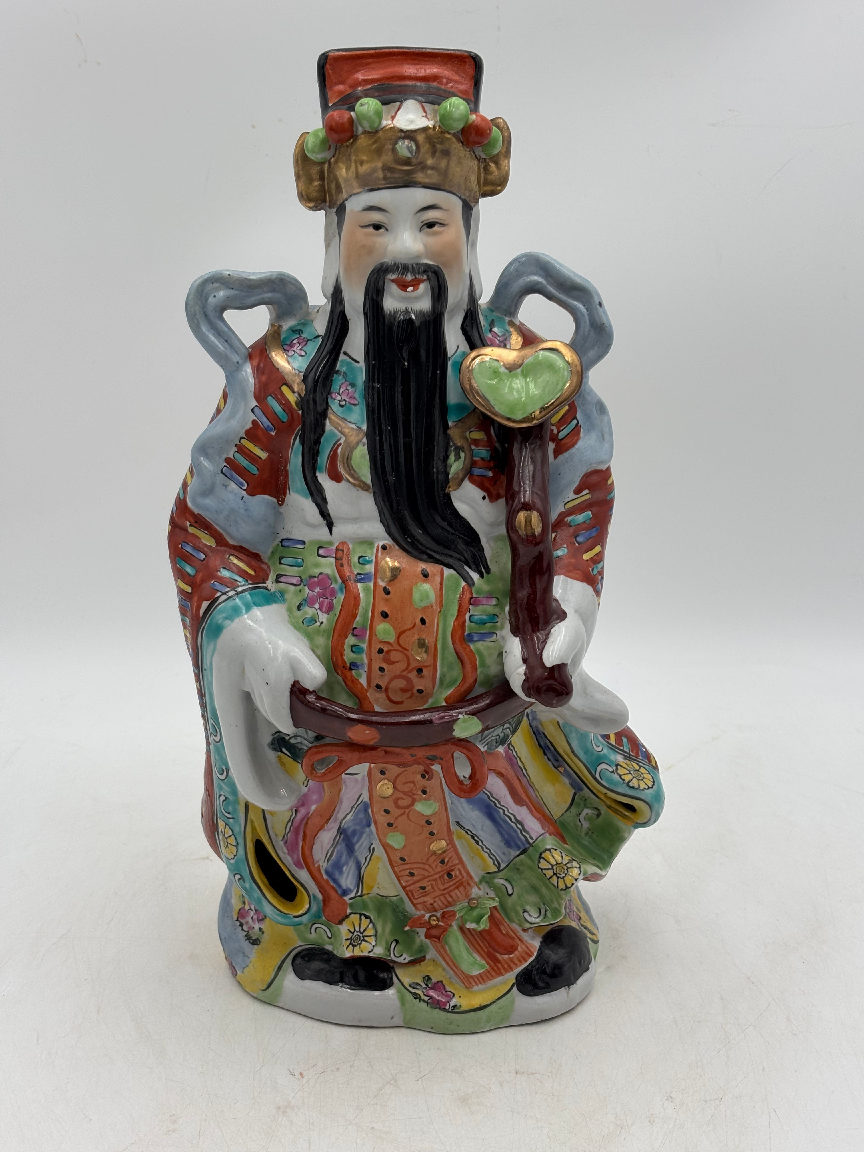 Chinese Star God LU XING Hand Painted Porcelain Figurine Statue