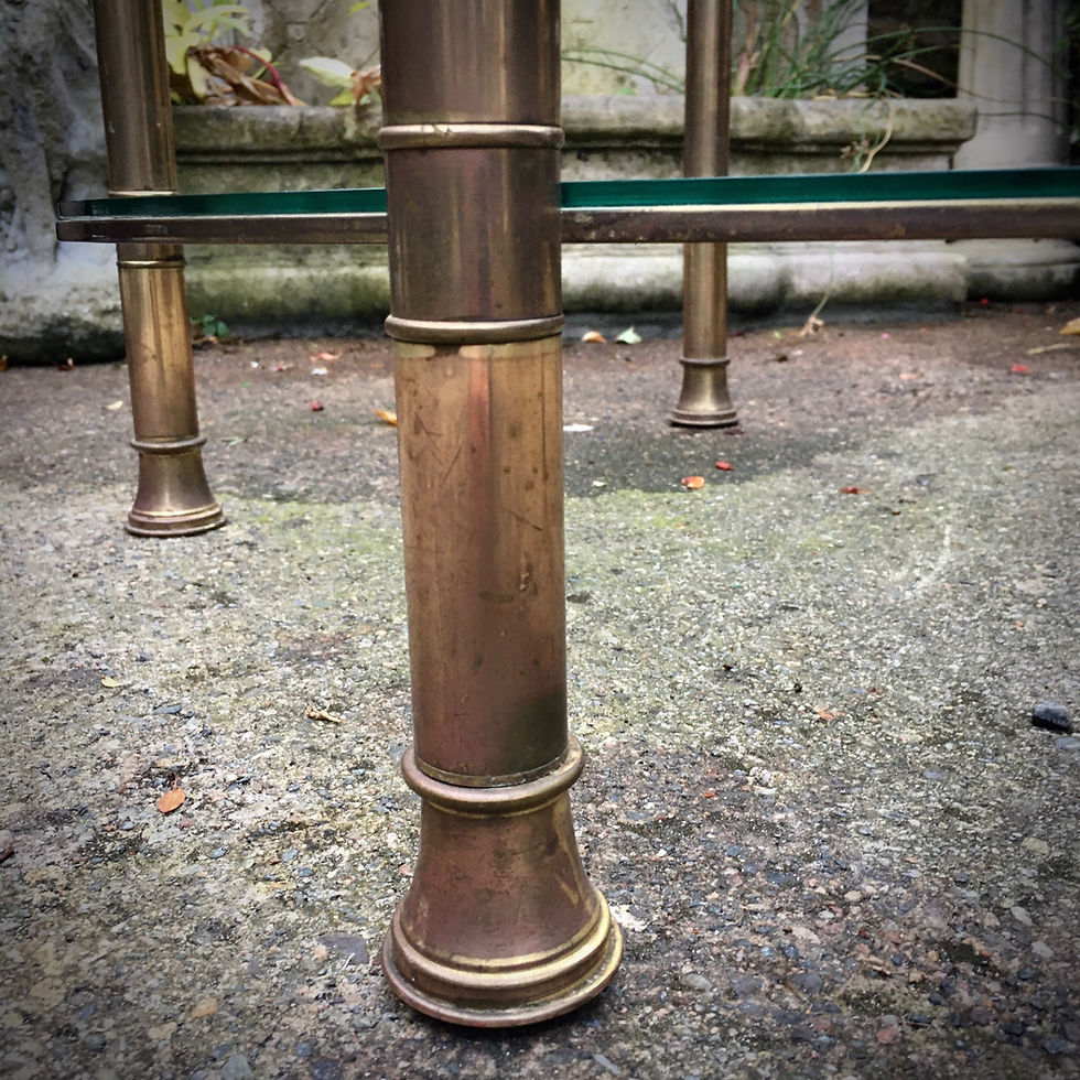 Thumbnail: ON SALE Mid Century Brass Hollywood Regency Coffee Table
