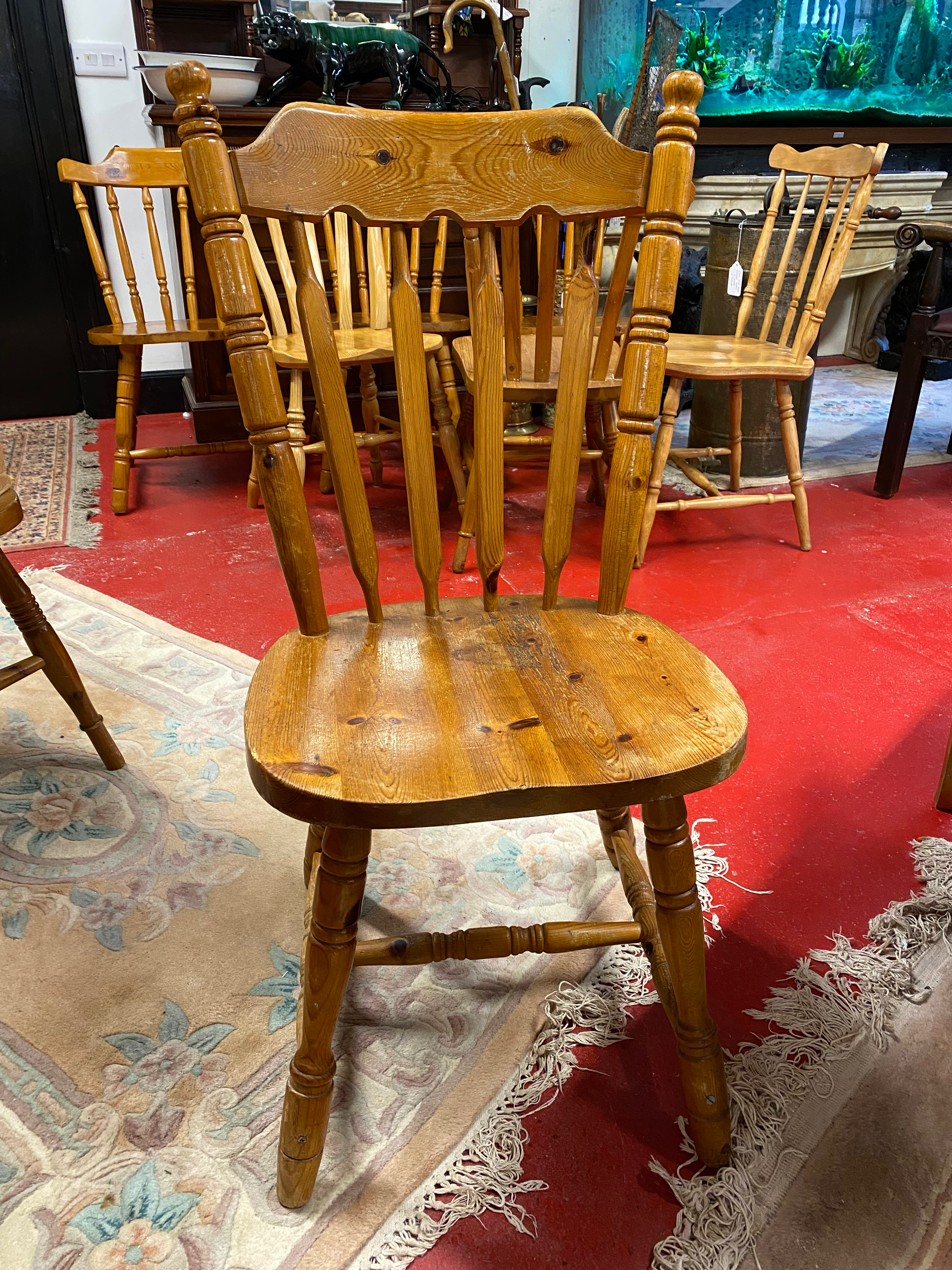 Vintage Pine Spindle Back Farmhouse Chair 