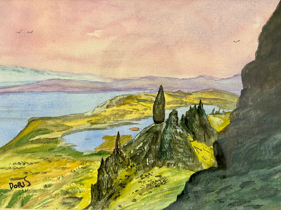 Thumbnail: Original Framed Landscape Watercolour “The Old Man of Storr” on the Isle of Skye