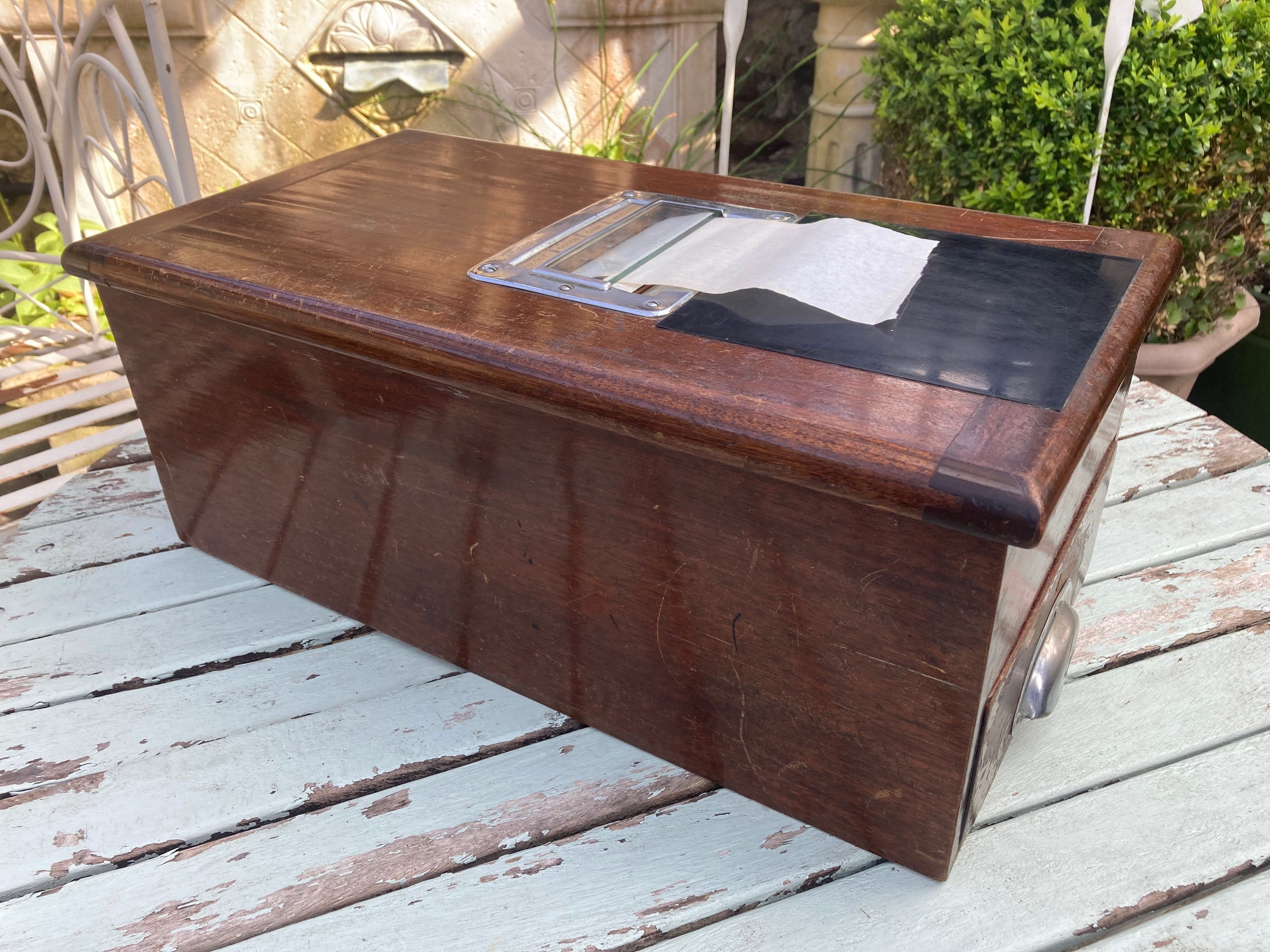 Vintage Wooden Till Cash Register Cabinet Box With Bell Ring.