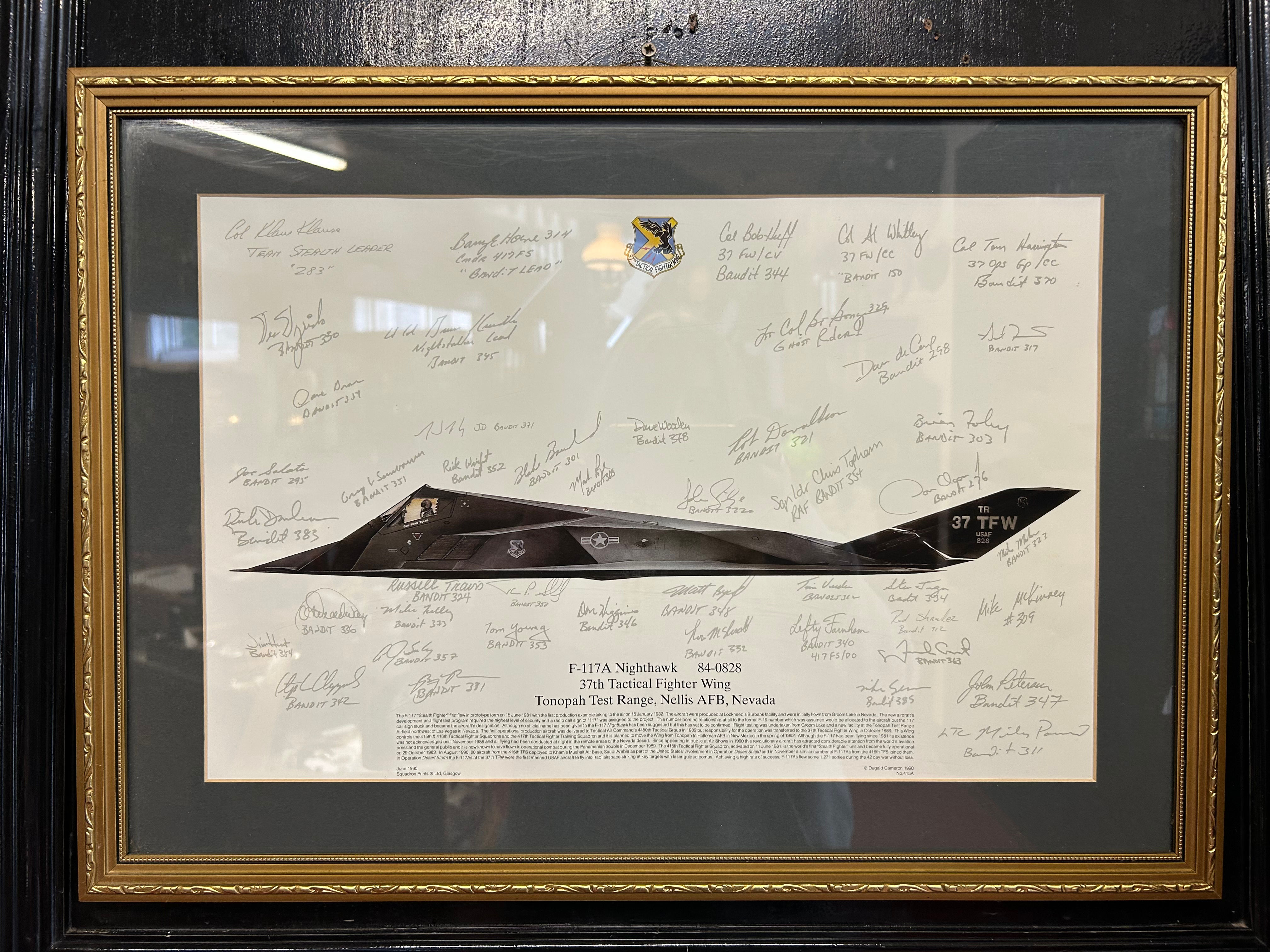 Signed Squadron Print print F-117A Nighthawk 37th Tactical Fighter Wing Military
