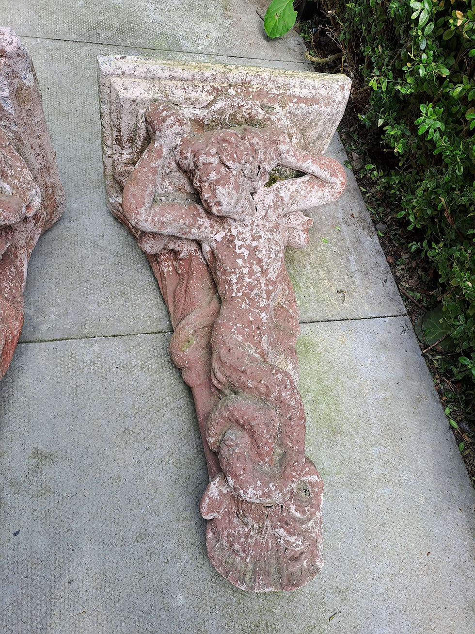 Thumbnail: ON SALE Pair of Composite Stone Mermaid & Merman Sconces