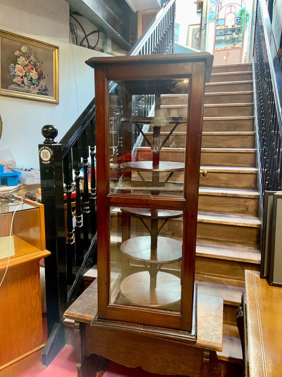 Thumbnail: Mahogany  Glass Display With Internal Rotating Shelves.