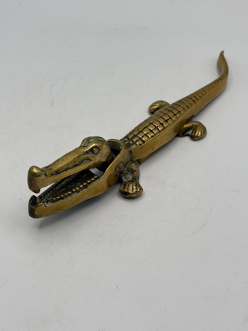 Thumbnail: Small Vintage Brass Crocodile Nut Cracker