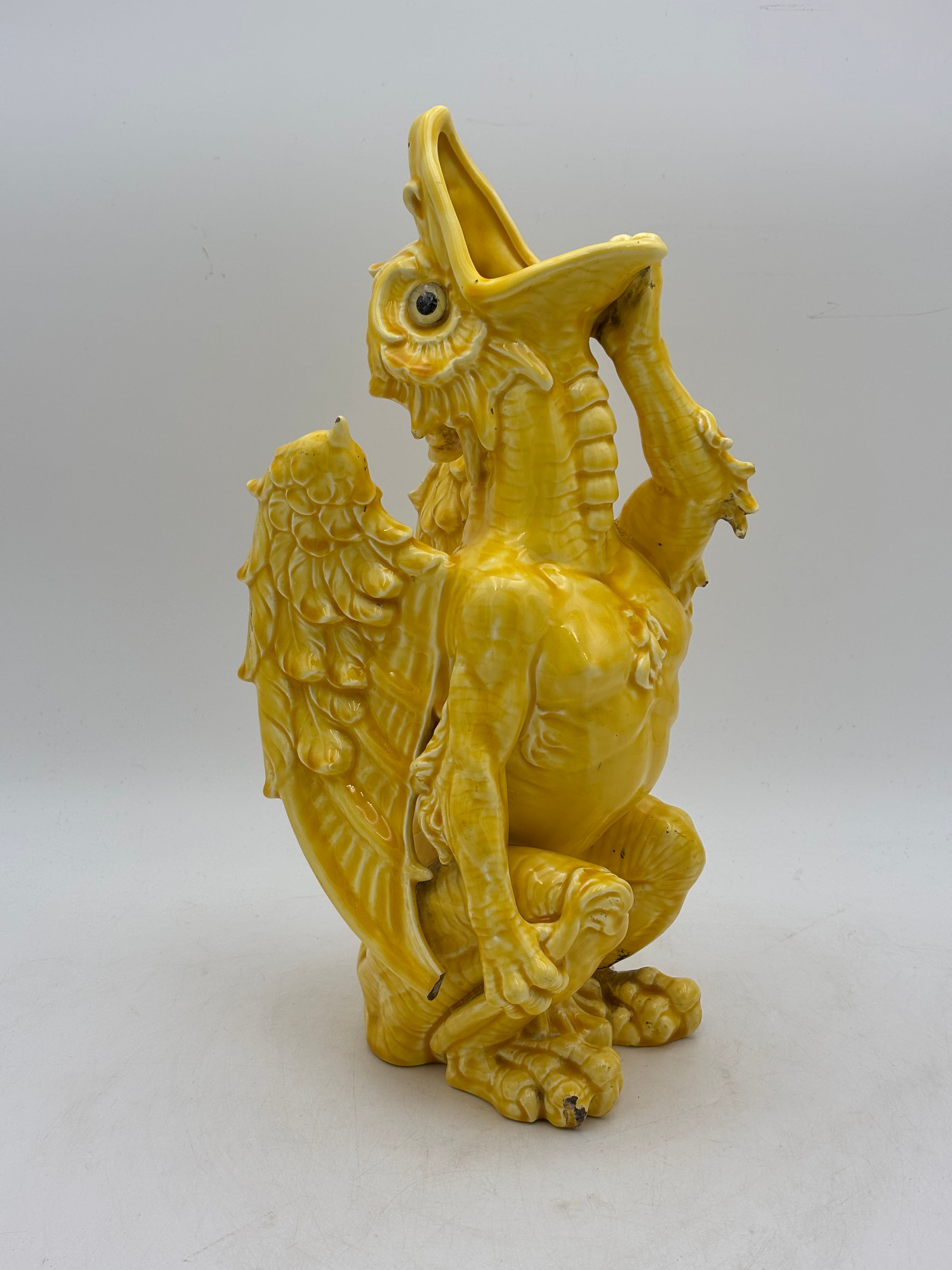 Rare Antique Late Victorian Burmantofts Pottery faience grotesque griffin/basili