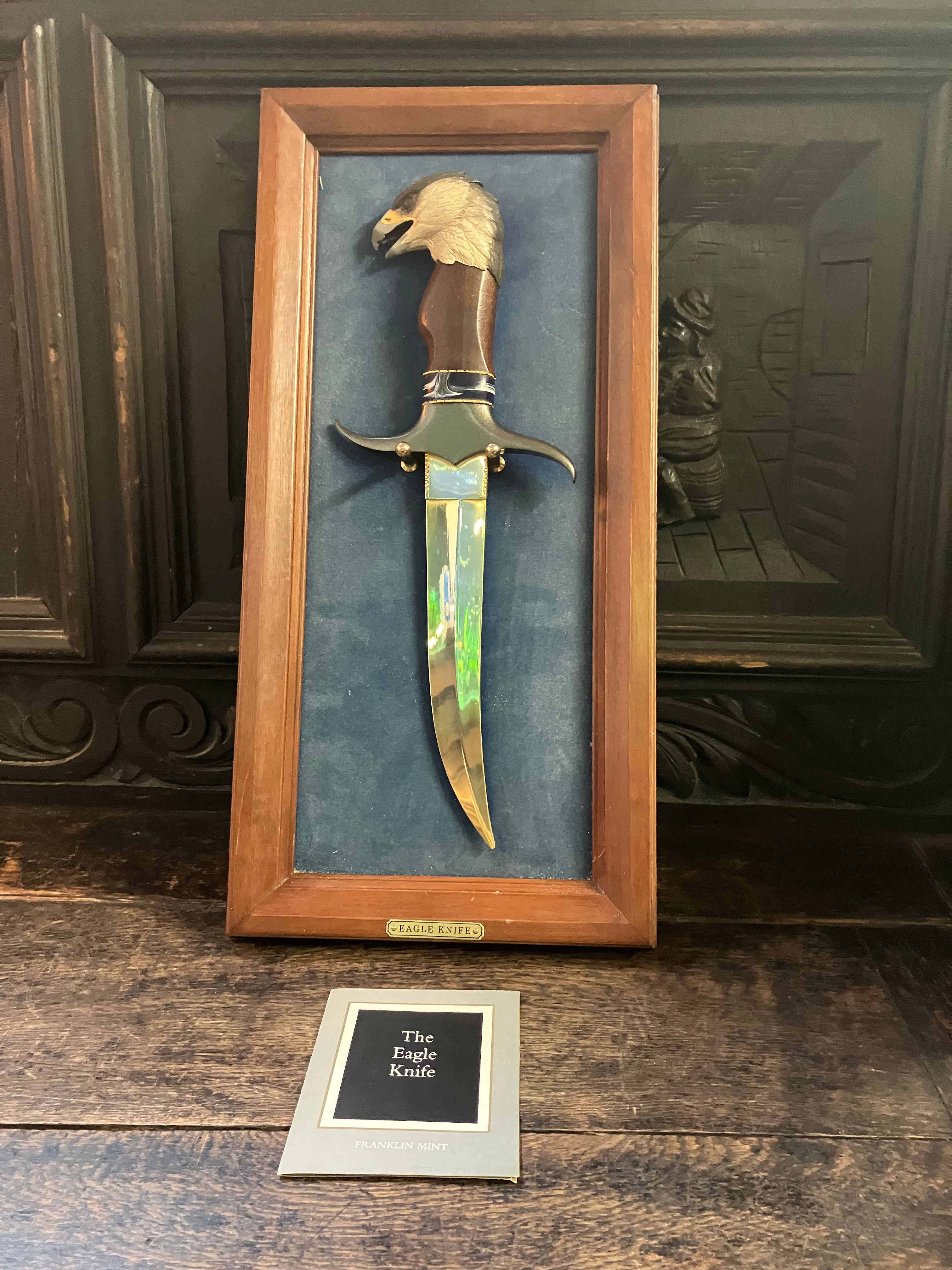 Franklin Mint Eagle Gold Plated Knife in Display Frame